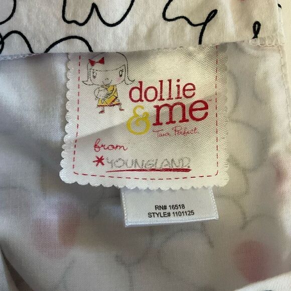 Dollie & Me Girls Dress Button Back Tie Sash White Pink Black Floral Children 6X - Picture 3 of 10